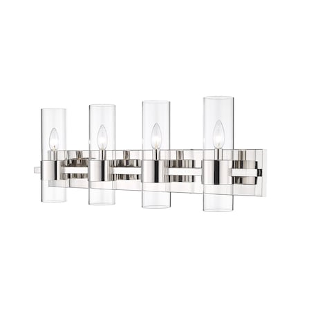 Z-Lite Lawson 4 Light Vanity, Polished Nickel & Clear 343-4V-PN